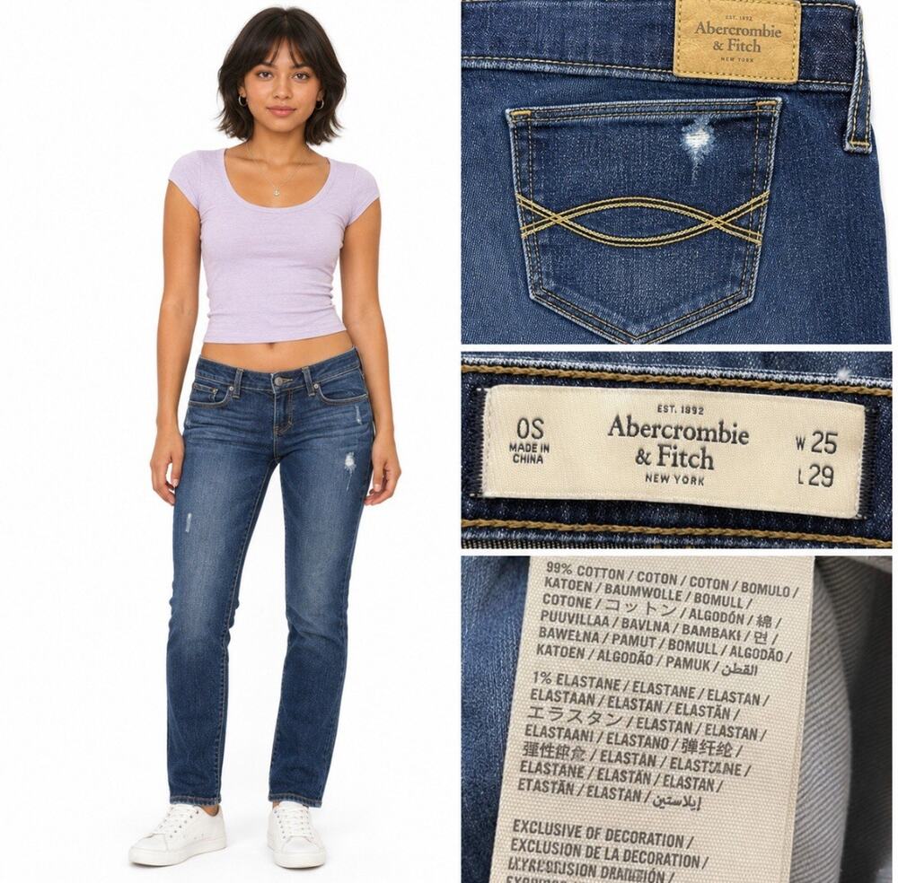 Abercrombie & Fitch Women's Skinny Jeans Size 0S Dark Wash Distressed